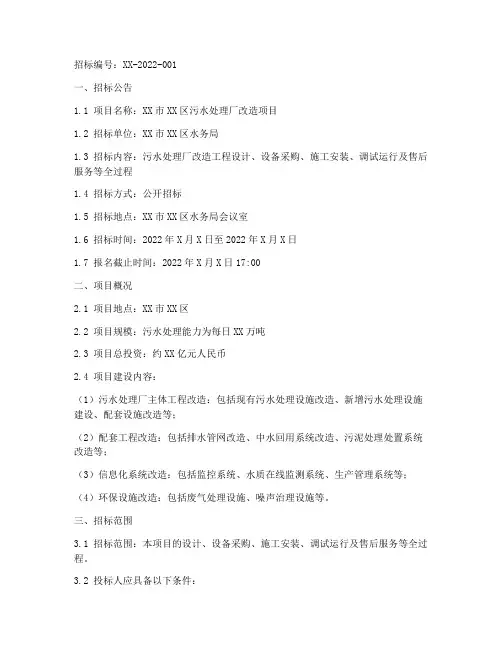 污水改造招标文件