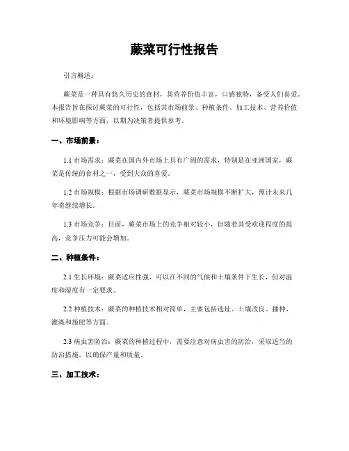 蕨菜可行性报告