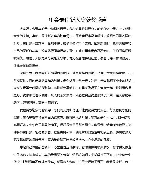 年会最佳新人奖获奖感言