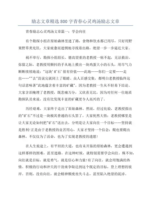 励志文章精选800字青春心灵鸡汤励志文章