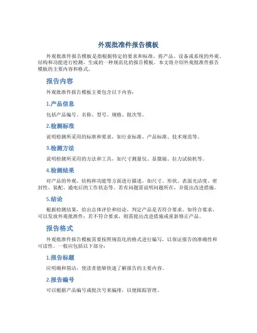 外观批准件报告模板