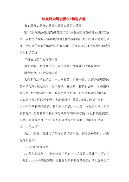 垃圾污染调查报告(精选多篇)