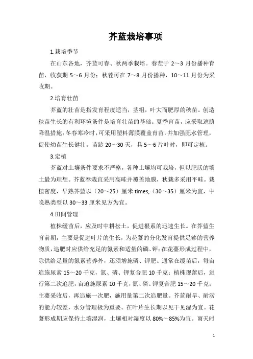 芥蓝栽培事项