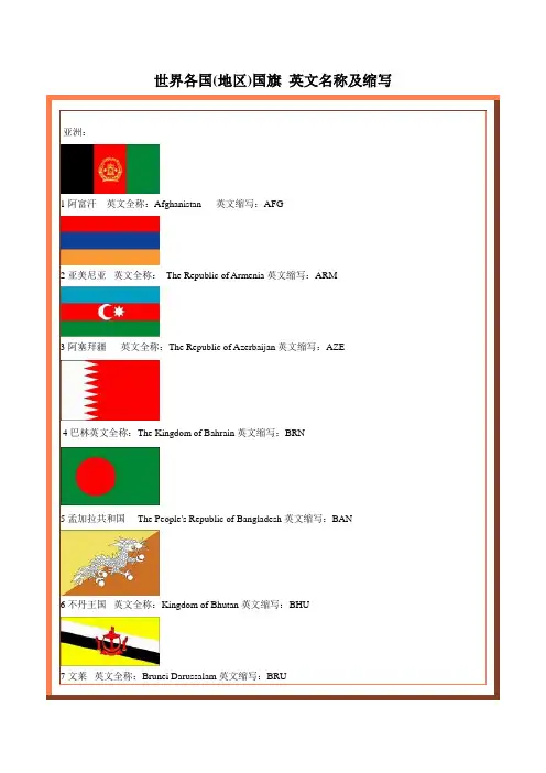 世界各国国旗_英文名称及缩写