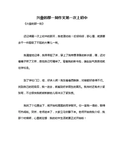 兴奋的那一刻作文第一次上初中