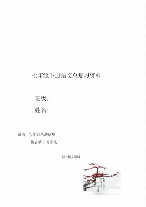 人教版(部编版)七年级下册语文总复习资料