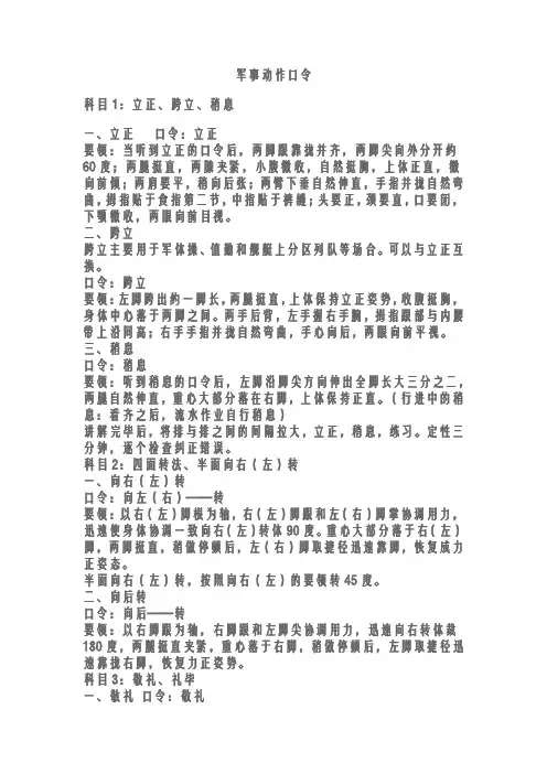军事动作口令