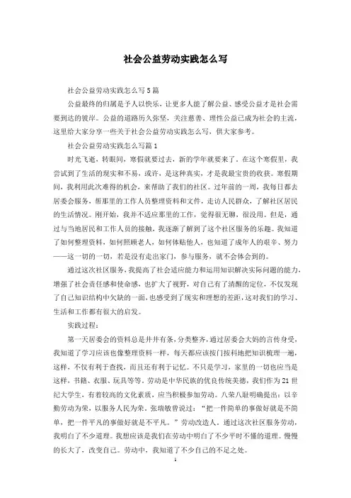 社会公益劳动实践怎么写