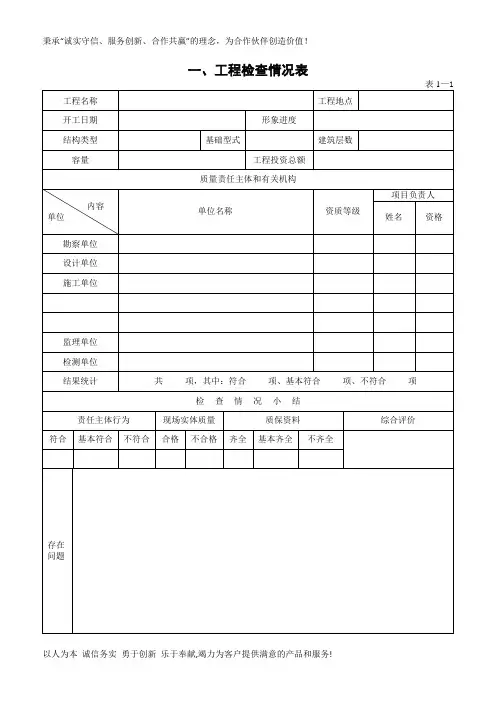 建设工程质量检查表