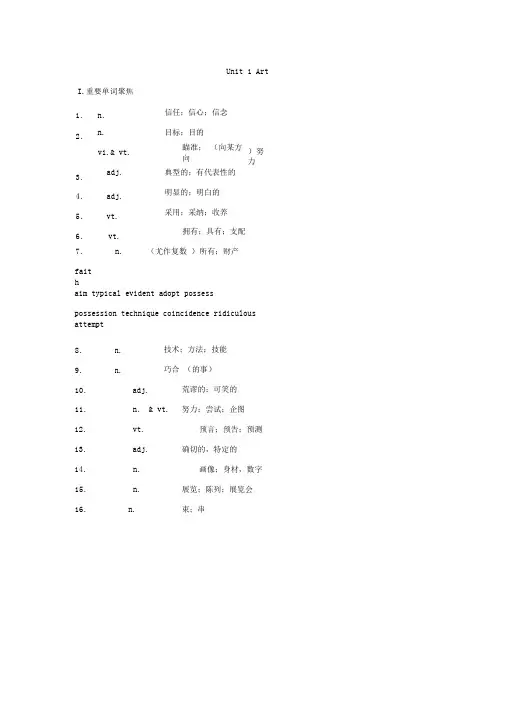 选修6Unit1Art