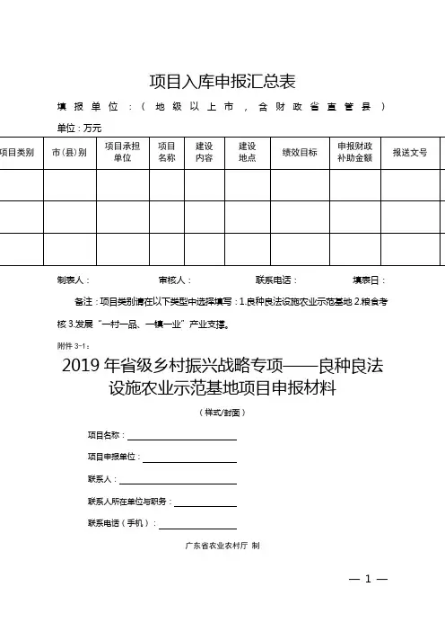 项目入库申报汇总表【模板】
