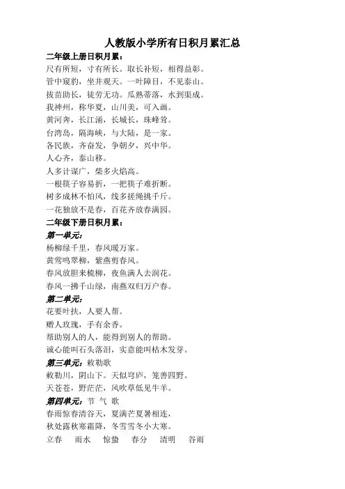 人教版语文2-6年级日积月累汇总