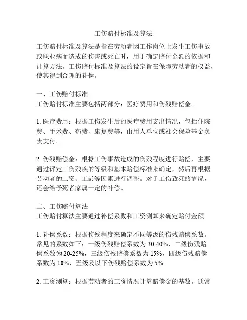 工伤赔付标准及算法