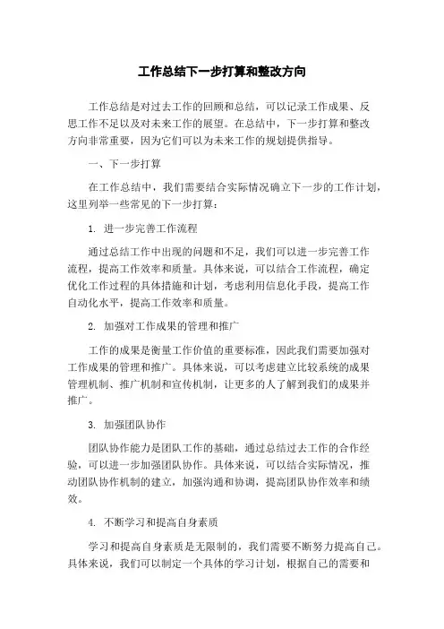 工作总结下一步打算和整改方向