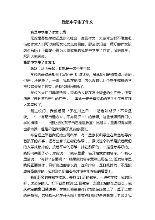 我是中学生了作文