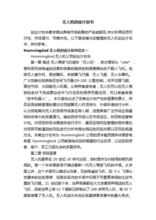 无人机创业计划书
