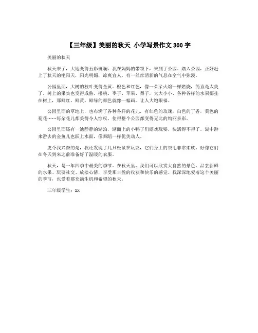 【三年级】美丽的秋天 小学写景作文300字