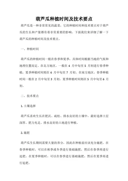 葫芦瓜种植时间及技术要点