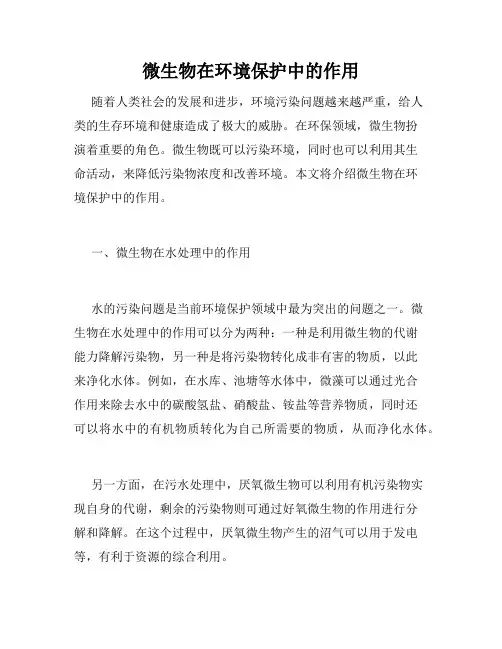 微生物在环境保护中的作用