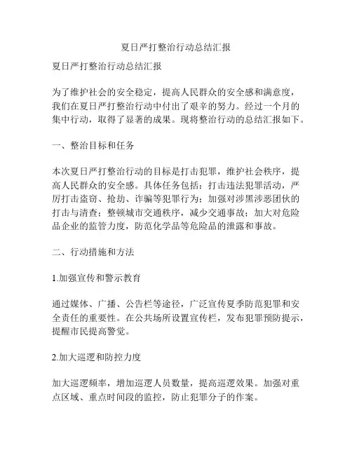 夏日严打整治行动总结汇报