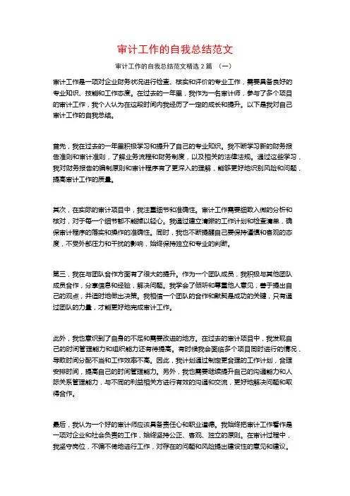 审计工作的自我总结范文2篇