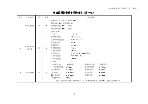 环境监测仪器设备采购清单第一包