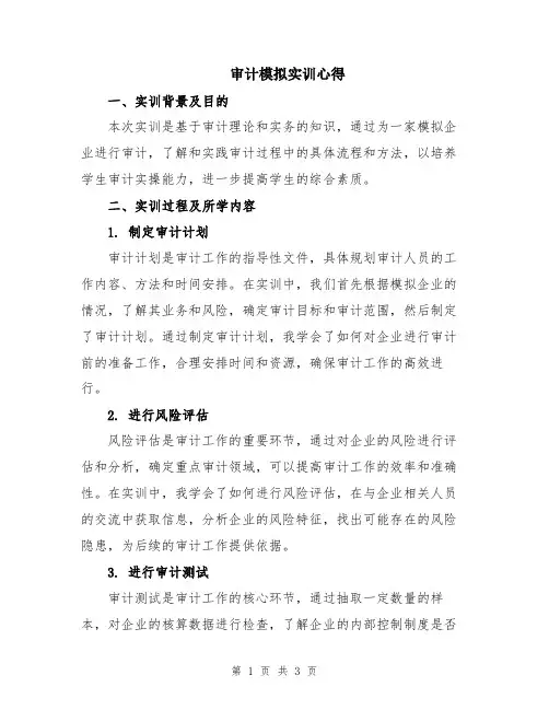 审计模拟实训心得