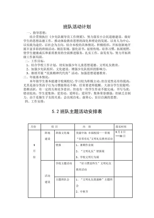 5.2班队活动计划