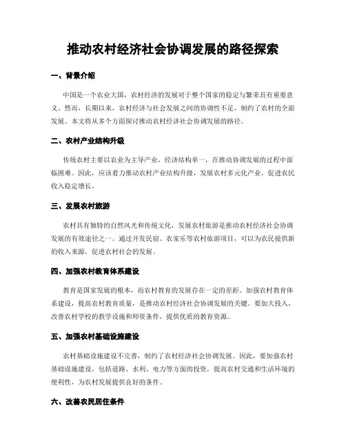 推动农村经济社会协调发展的路径探索