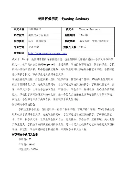 【美高网】美国怀俄明高中Wyoming Seminary
