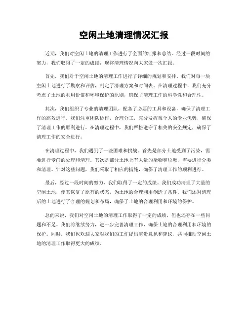 空闲土地清理情况汇报