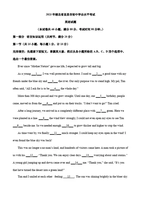 精品解析：2024年初中升学考试真题模拟卷湖北省宜昌市中考英语试题(原卷版)