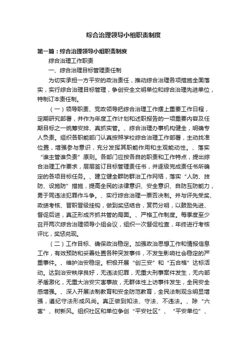 综合治理领导小组职责制度