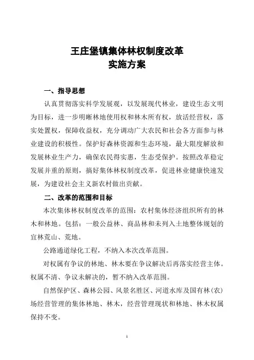 集体林权制度改革实施方案