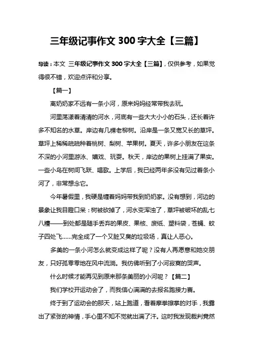 三年级记事作文300字大全【三篇】