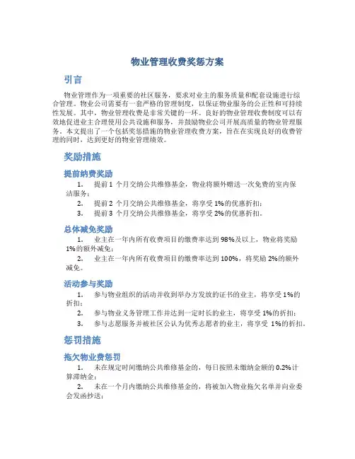 物业管理收费奖惩方案