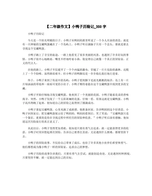 【二年级作文】小鸭子历险记_350字