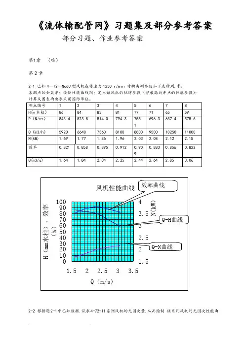 流体输配管网习题答案(老龚版)