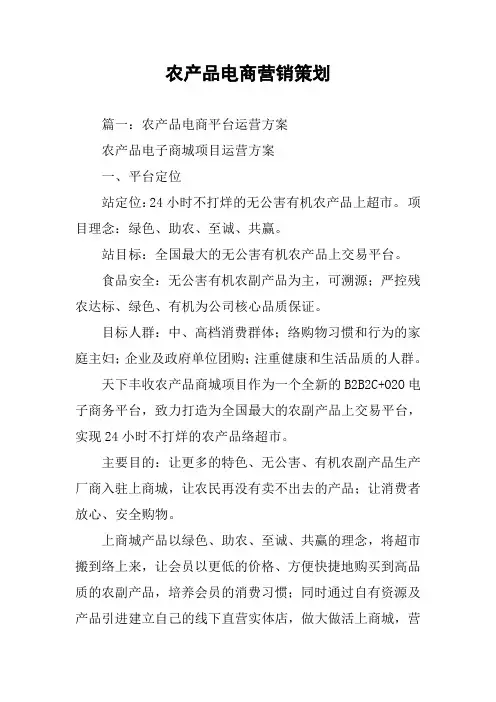 农产品电商营销策划