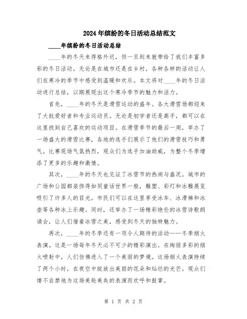 2024年缤纷的冬日活动总结范文