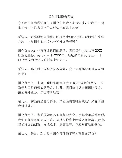 国企访谈模板范文