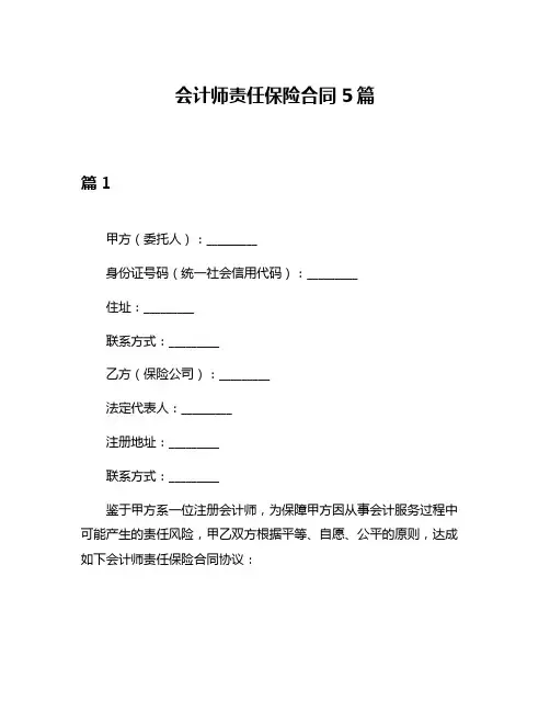 会计师责任保险合同5篇