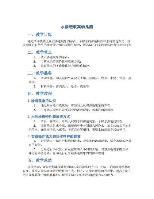 水渗透教案幼儿园