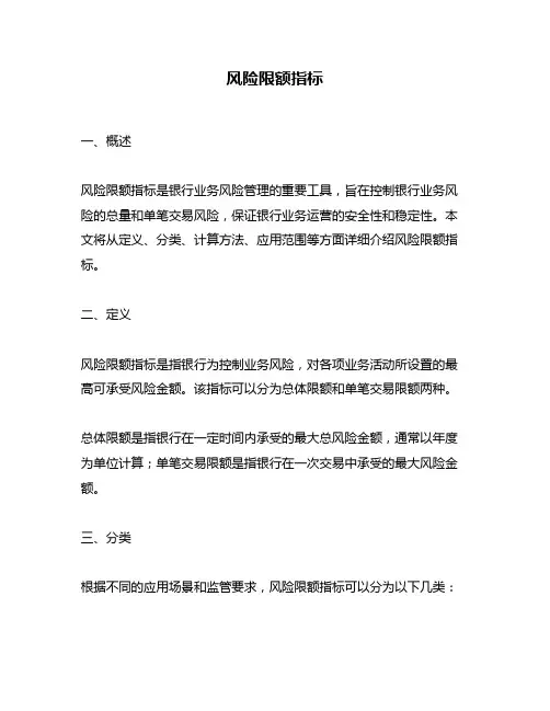 风险限额指标