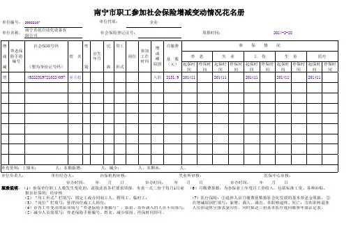 样表1：社保增减变动情况花名册