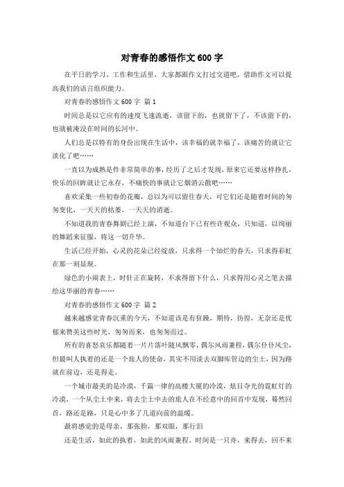 对青春的感悟作文600字