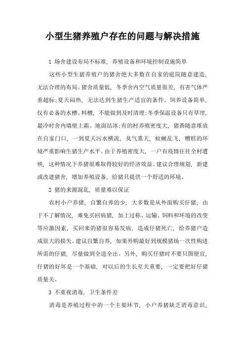 小型生猪养殖户存在问题与解决措施