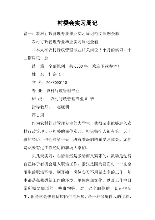 村委会实习周记