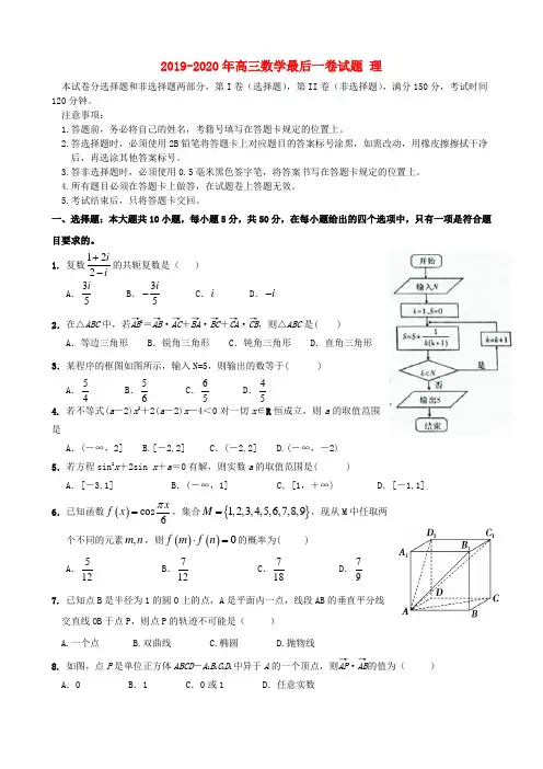 2019-2020年高三数学最后一卷试题 理