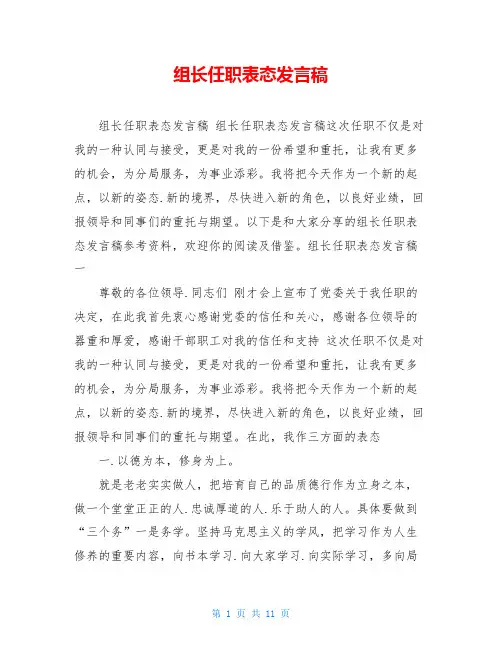 组长任职表态发言稿 
